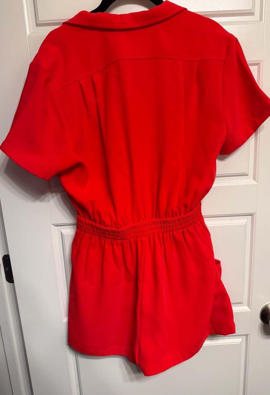 Amanda Uprichard Crimson Red Collared Romper Belted Size L - Picture 6 of 8